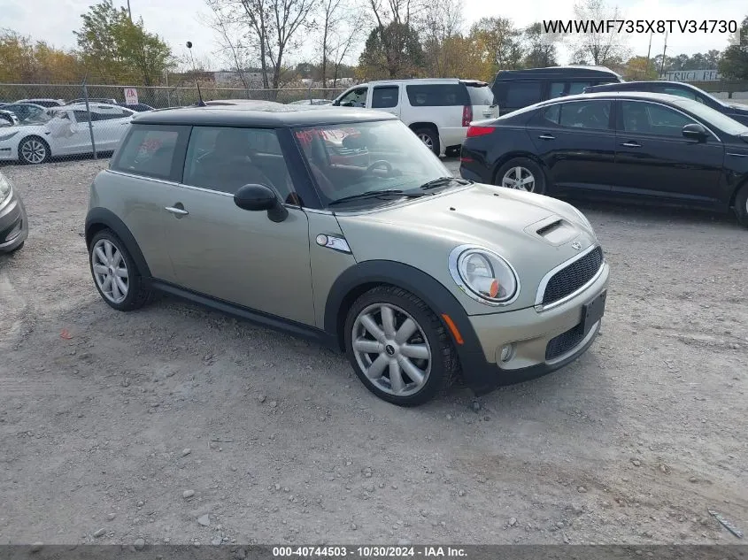 2008 Mini Cooper S VIN: WMWMF735X8TV34730 Lot: 40744503