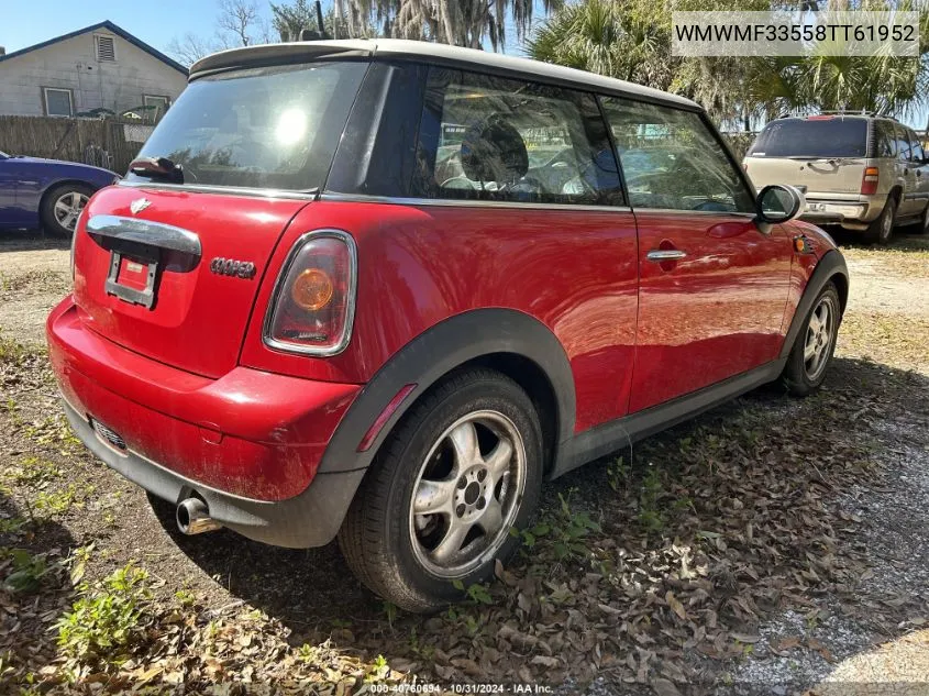 2008 Mini Cooper VIN: WMWMF33558TT61952 Lot: 40760694