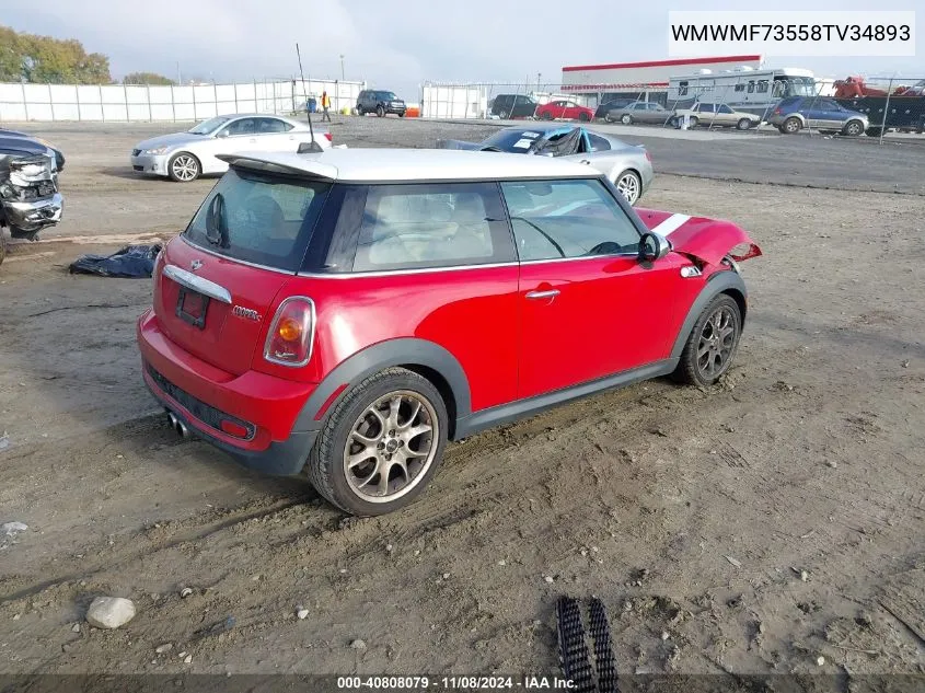 2008 Mini Cooper S VIN: WMWMF73558TV34893 Lot: 40808079