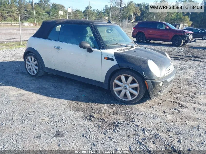 2008 Mini Cooper VIN: WMWRF33588TG18403 Lot: 40815433