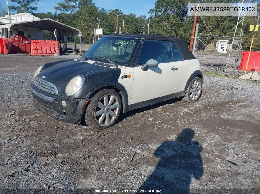 2008 Mini Cooper VIN: WMWRF33588TG18403 Lot: 40815433