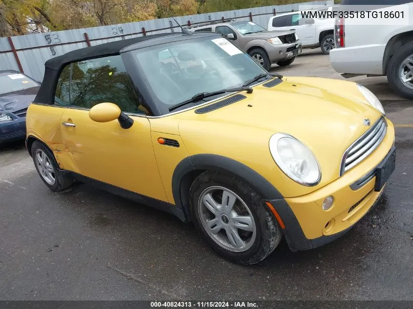 2008 Mini Cooper VIN: WMWRF33518TG18601 Lot: 40824313