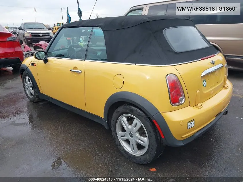 2008 Mini Cooper VIN: WMWRF33518TG18601 Lot: 40824313