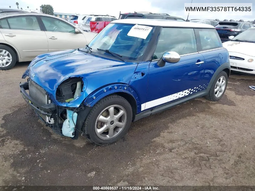 2008 Mini Cooper VIN: WMWMF33578TT64335 Lot: 40869537