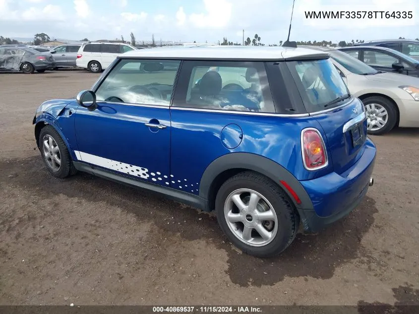 2008 Mini Cooper VIN: WMWMF33578TT64335 Lot: 40869537