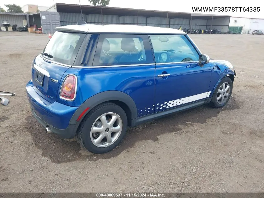 2008 Mini Cooper VIN: WMWMF33578TT64335 Lot: 40869537