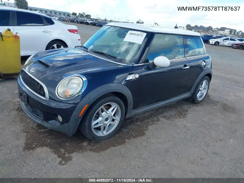 2008 Mini Cooper S VIN: WMWMF73578TT87637 Lot: 40892072