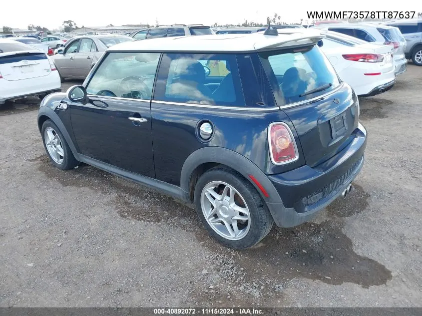 2008 Mini Cooper S VIN: WMWMF73578TT87637 Lot: 40892072