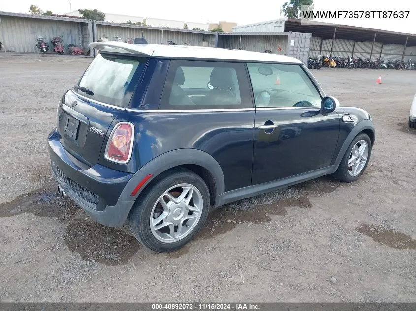 2008 Mini Cooper S VIN: WMWMF73578TT87637 Lot: 40892072