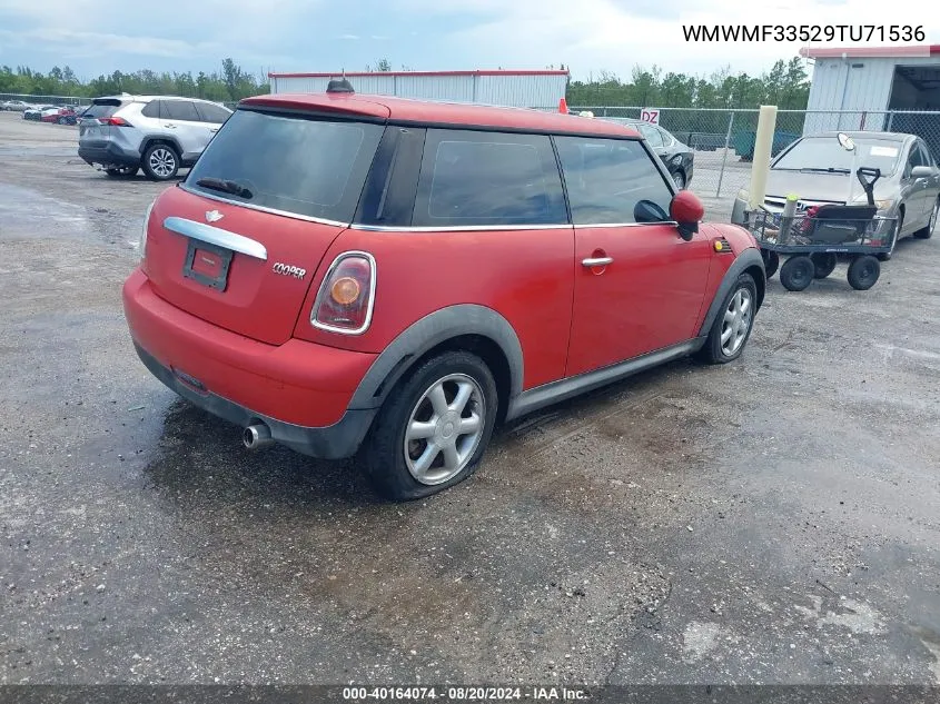 2009 Mini Cooper VIN: WMWMF33529TU71536 Lot: 40164074