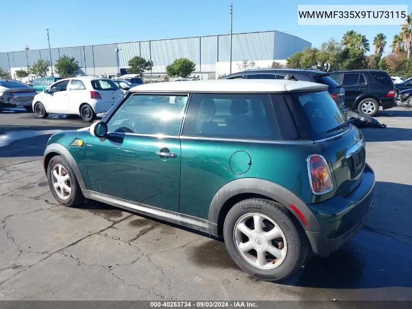 2009 Mini Cooper VIN: WMWMF335X9TU73115 Lot: 40253734