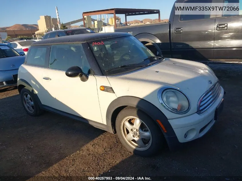 2009 Mini Cooper VIN: WMWMF335X9TW72066 Lot: 40257953