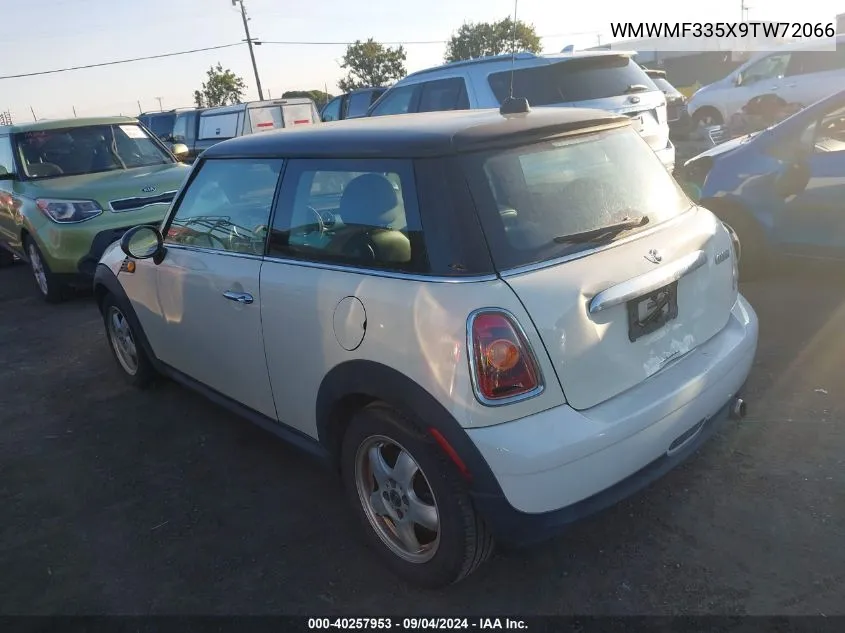 2009 Mini Cooper VIN: WMWMF335X9TW72066 Lot: 40257953