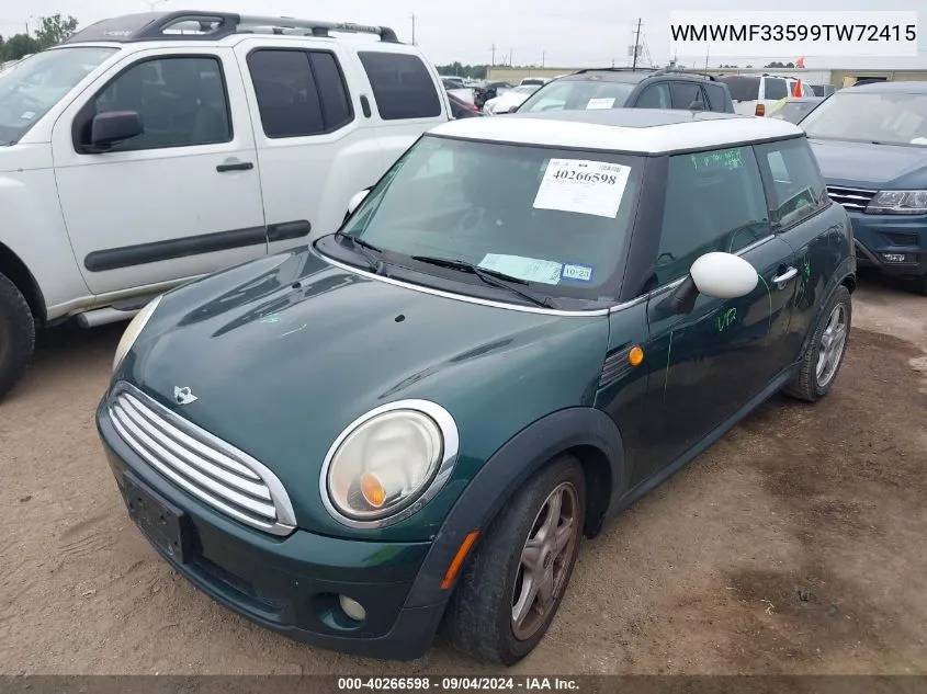 2009 Mini Cooper VIN: WMWMF33599TW72415 Lot: 40266598