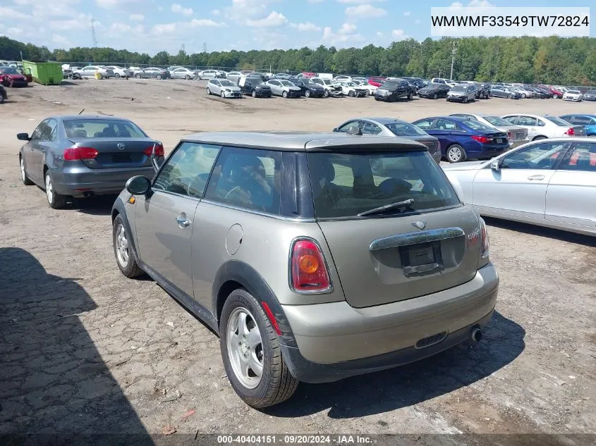 2009 Mini Cooper VIN: WMWMF33549TW72824 Lot: 40404151