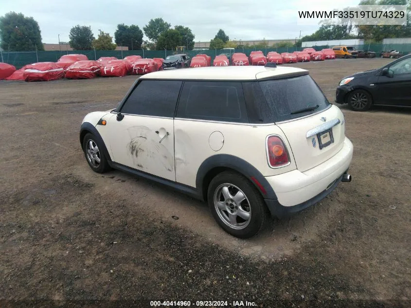 2009 Mini Cooper VIN: WMWMF33519TU74329 Lot: 40414960