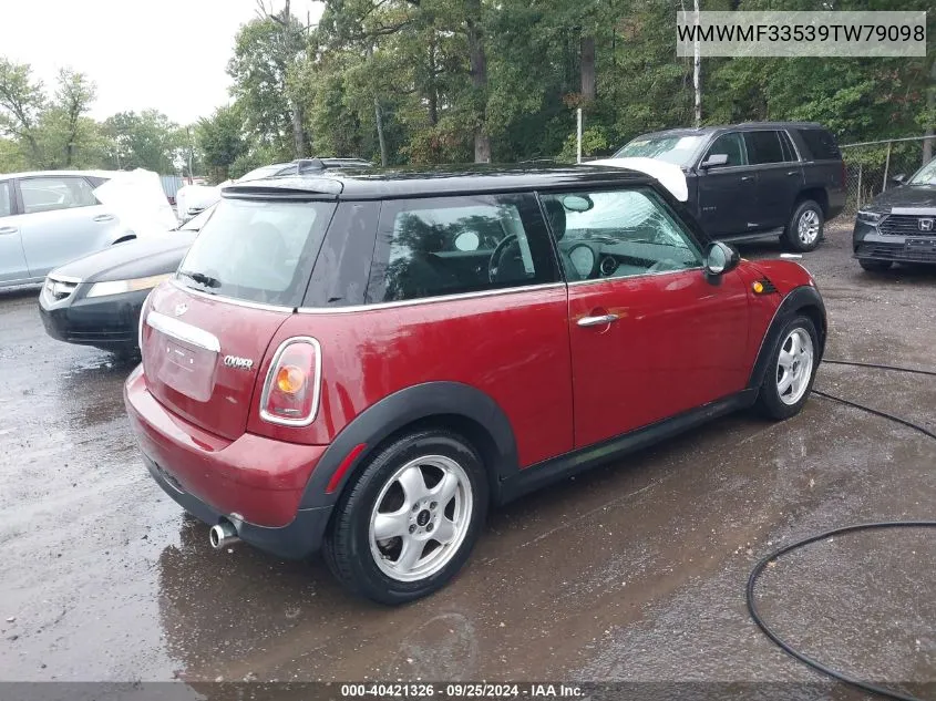 2009 Mini Cooper VIN: WMWMF33539TW79098 Lot: 40421326