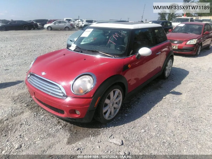 2009 Mini Cooper VIN: WMWMF335X9TW71189 Lot: 40541654