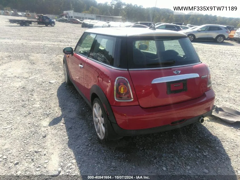 2009 Mini Cooper VIN: WMWMF335X9TW71189 Lot: 40541654