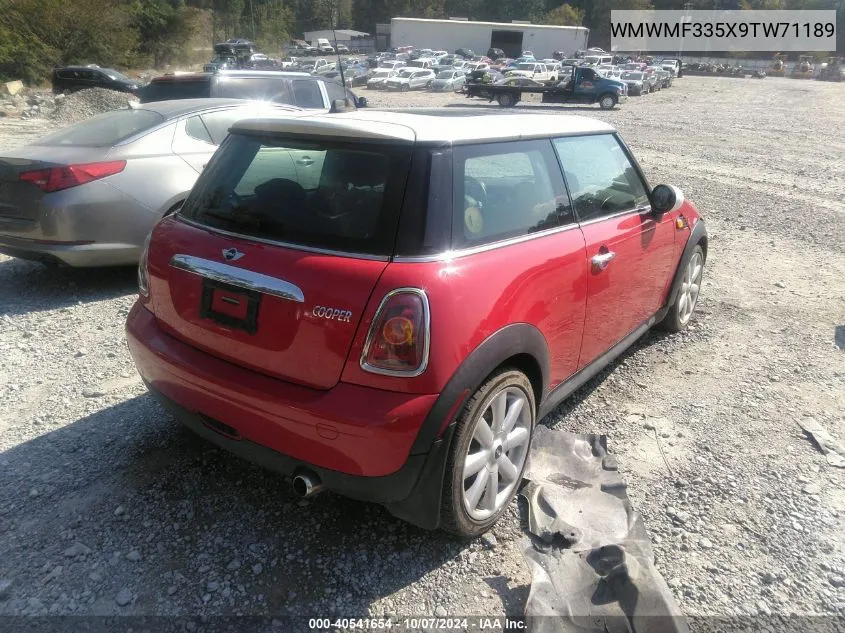 2009 Mini Cooper VIN: WMWMF335X9TW71189 Lot: 40541654