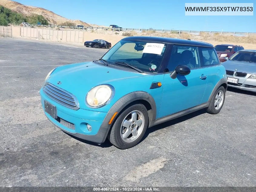 2009 Mini Cooper VIN: WMWMF335X9TW78353 Lot: 40672524