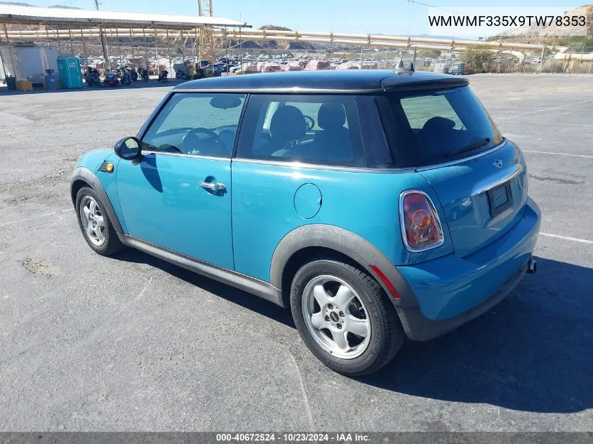 2009 Mini Cooper VIN: WMWMF335X9TW78353 Lot: 40672524