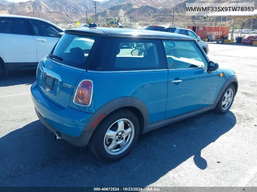 2009 Mini Cooper VIN: WMWMF335X9TW78353 Lot: 40672524