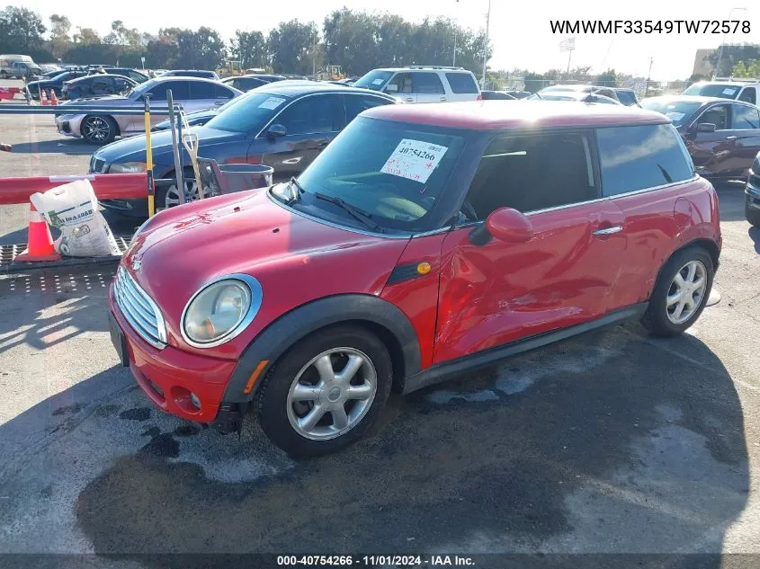 2009 Mini Cooper VIN: WMWMF33549TW72578 Lot: 40754266