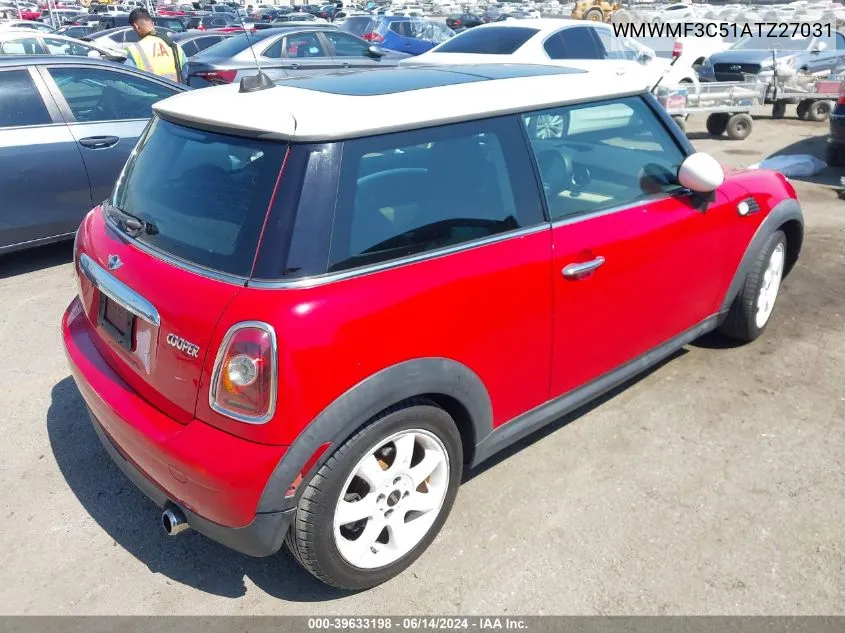 2010 Mini Cooper VIN: WMWMF3C51ATZ27031 Lot: 39633198