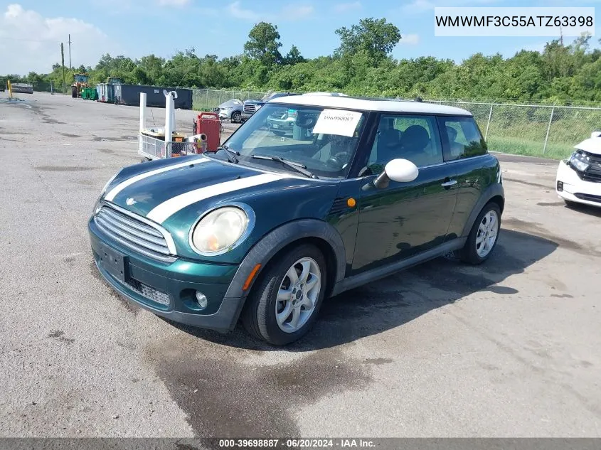 2010 Mini Cooper VIN: WMWMF3C55ATZ63398 Lot: 39698887