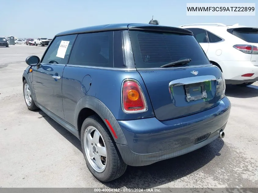 2010 Mini Cooper VIN: WMWMF3C59ATZ22899 Lot: 40004362