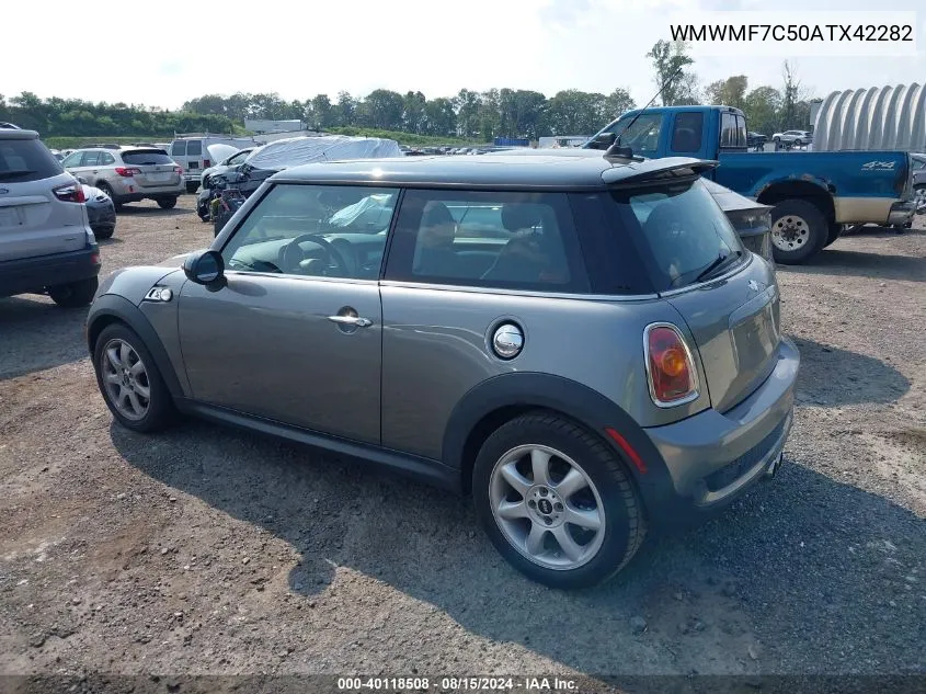 2010 Mini Cooper S VIN: WMWMF7C50ATX42282 Lot: 40118508