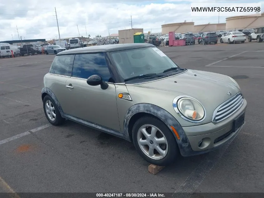 2010 Mini Cooper VIN: WMWMF3C56ATZ65998 Lot: 40247187