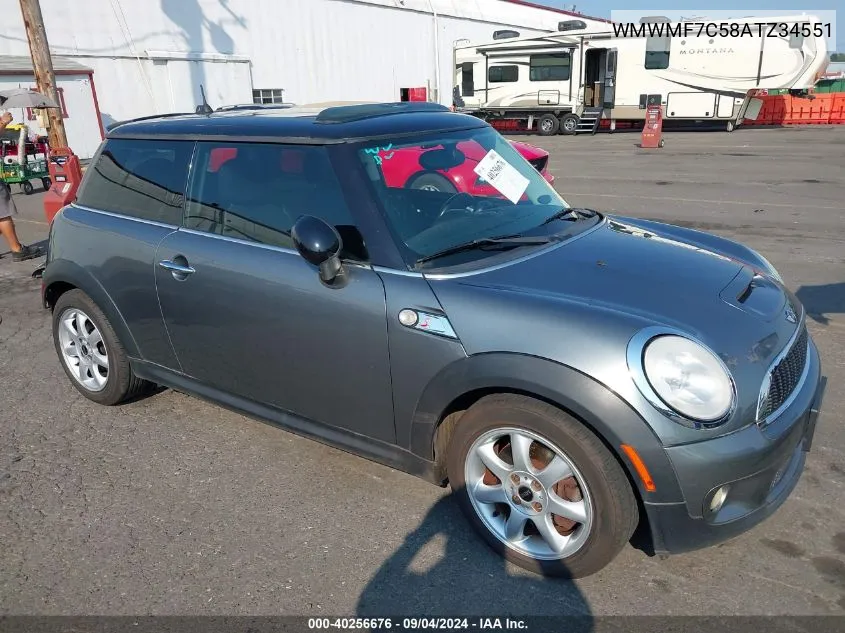 2010 Mini Cooper S VIN: WMWMF7C58ATZ34551 Lot: 40256676