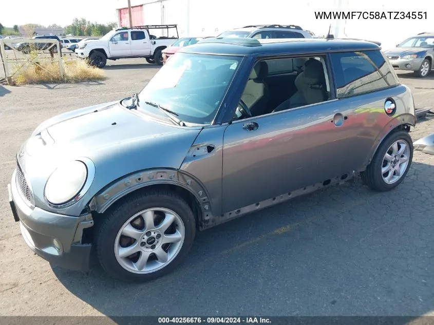 2010 Mini Cooper S VIN: WMWMF7C58ATZ34551 Lot: 40256676