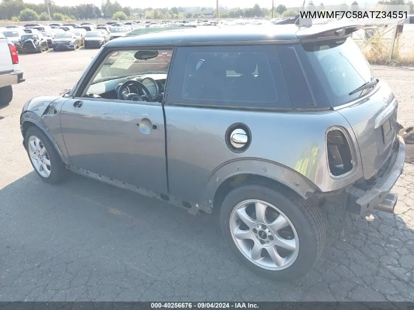 2010 Mini Cooper S VIN: WMWMF7C58ATZ34551 Lot: 40256676