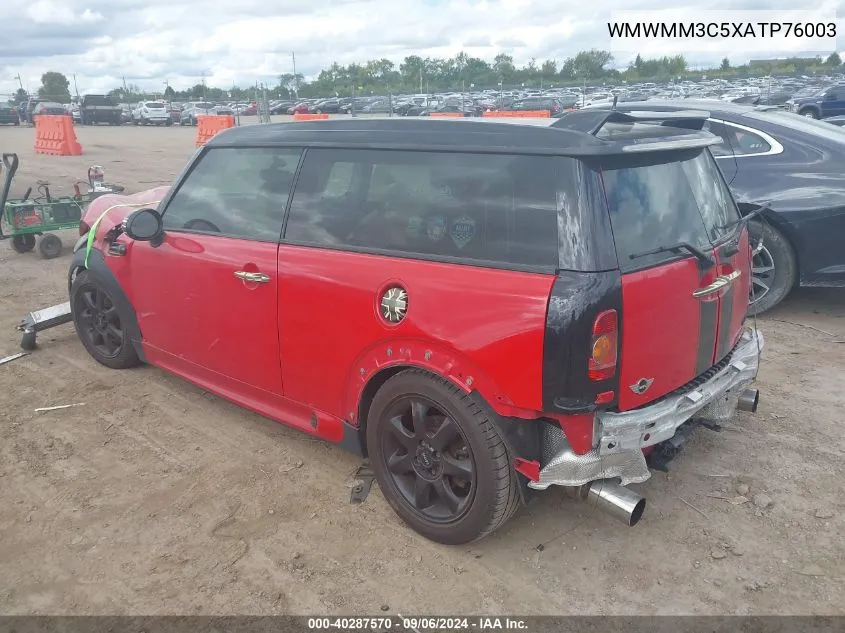 2010 Mini Cooper S Clubman VIN: WMWMM3C5XATP76003 Lot: 40287570