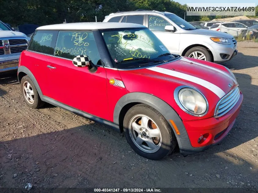 2010 Mini Cooper VIN: WMWMF3C5XATZ64689 Lot: 40341247