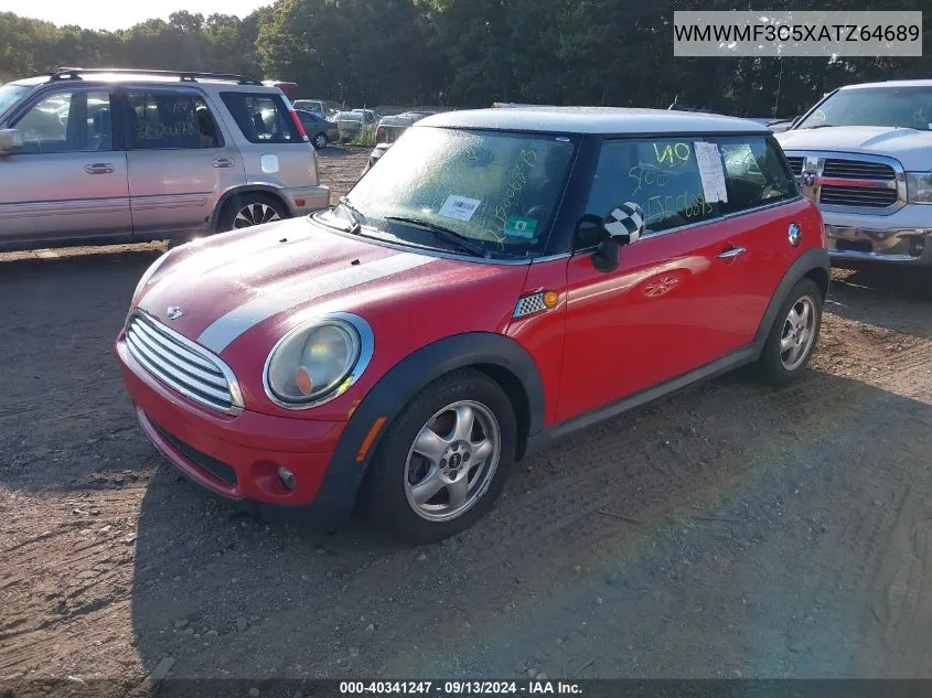 2010 Mini Cooper VIN: WMWMF3C5XATZ64689 Lot: 40341247