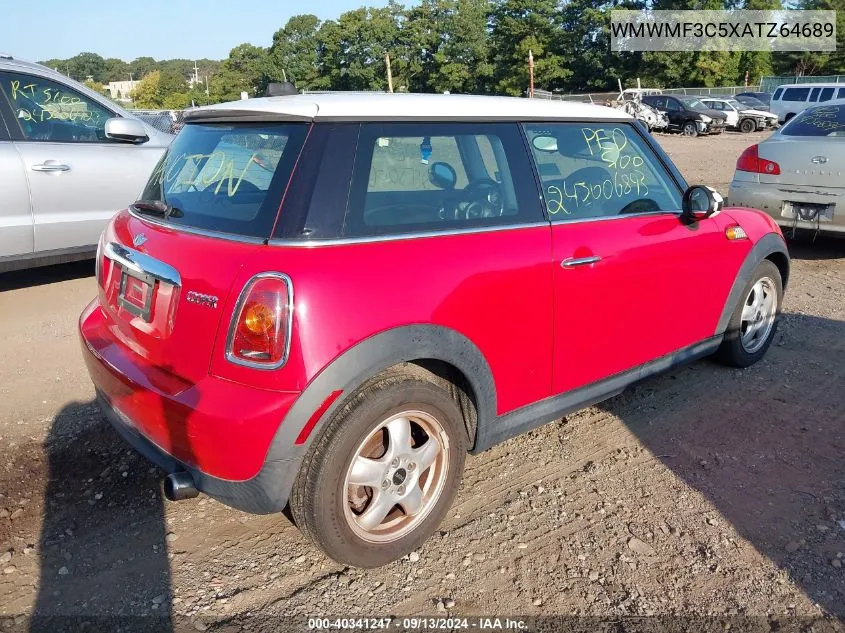 2010 Mini Cooper VIN: WMWMF3C5XATZ64689 Lot: 40341247