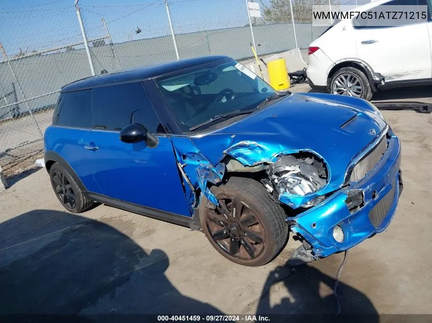 2010 Mini Cooper S VIN: WMWMF7C51ATZ71215 Lot: 40451459