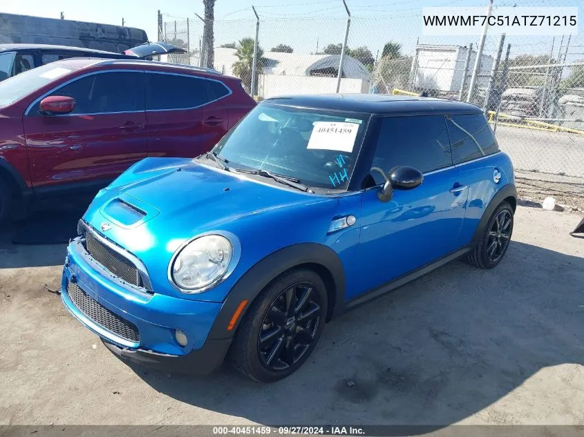 2010 Mini Cooper S VIN: WMWMF7C51ATZ71215 Lot: 40451459