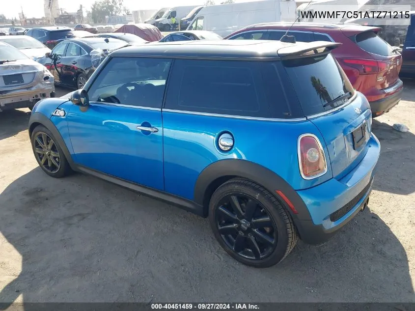 2010 Mini Cooper S VIN: WMWMF7C51ATZ71215 Lot: 40451459