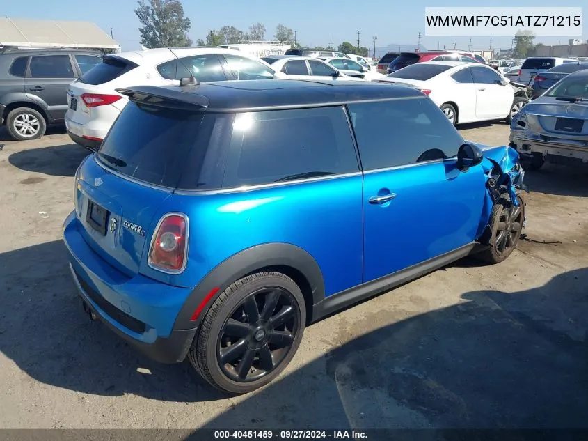 2010 Mini Cooper S VIN: WMWMF7C51ATZ71215 Lot: 40451459