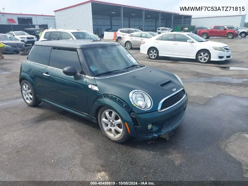 2010 Mini Cooper S VIN: WMWMF7C53ATZ71815 Lot: 40499919