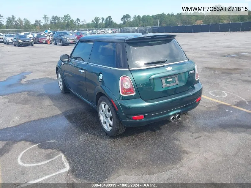 2010 Mini Cooper S VIN: WMWMF7C53ATZ71815 Lot: 40499919