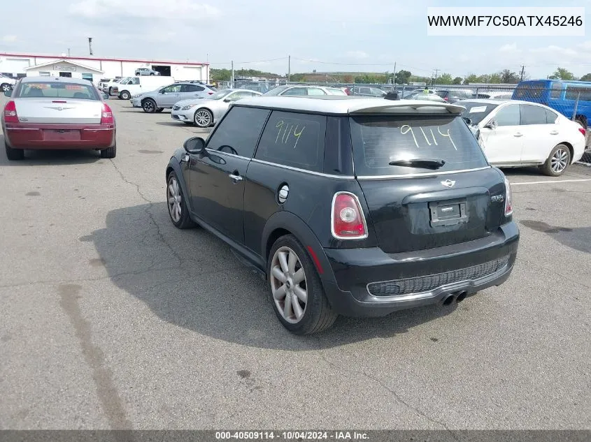 2010 Mini Cooper S VIN: WMWMF7C50ATX45246 Lot: 40509114