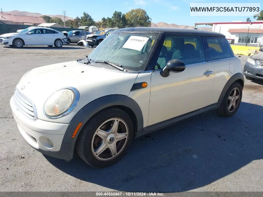 2010 Mini Cooper VIN: WMWMF3C56ATU77893 Lot: 40550667