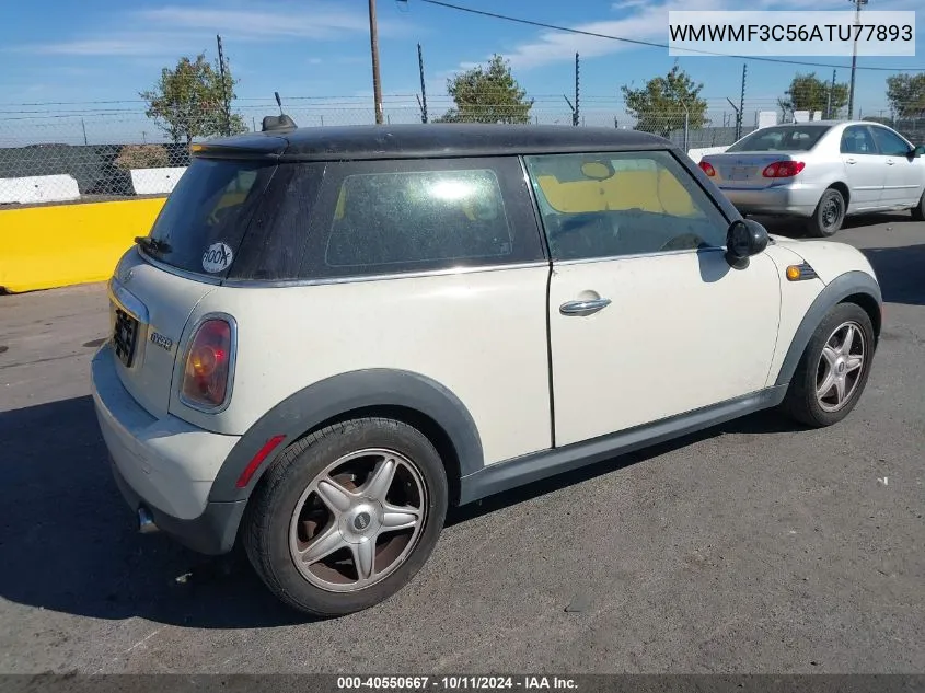 2010 Mini Cooper VIN: WMWMF3C56ATU77893 Lot: 40550667