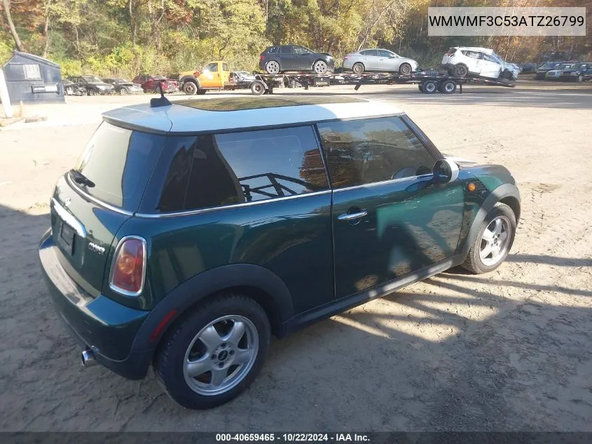 2010 Mini Cooper VIN: WMWMF3C53ATZ26799 Lot: 40659465